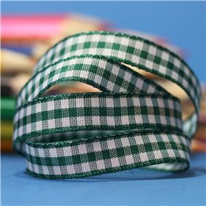 10mm Gingham Ribbon - Forest